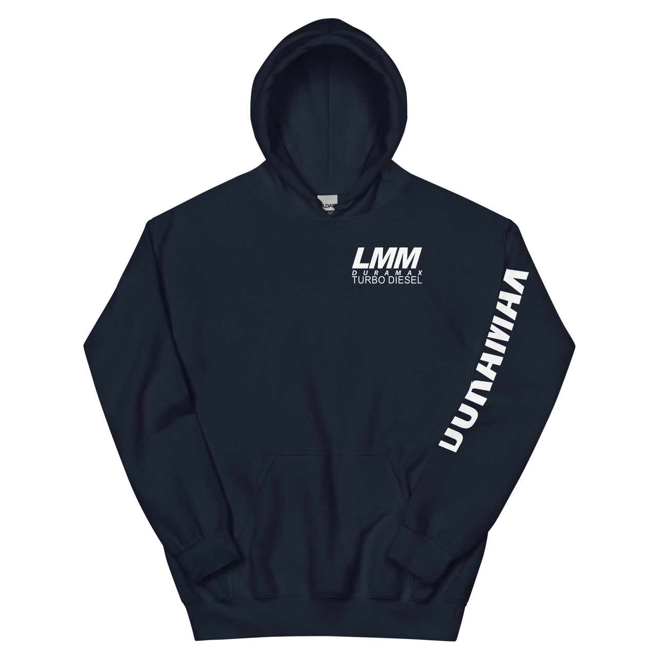 LMM Duramax Hoodie Pullover Sweatshirt With Sleeve Print in navy