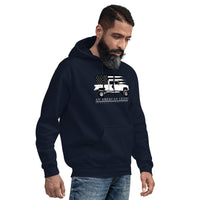 Thumbnail for man modeling a Square Body Truck Hoodie in navy