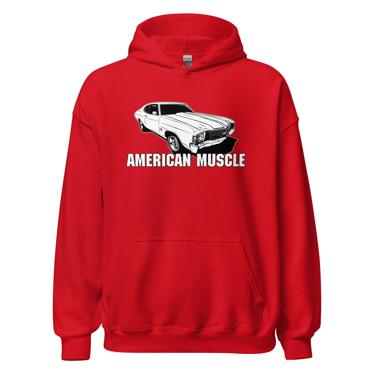 1972 Chevelle Car Hoodie American Muscle Car Sweatshirt-In-Red-From Aggressive Thread