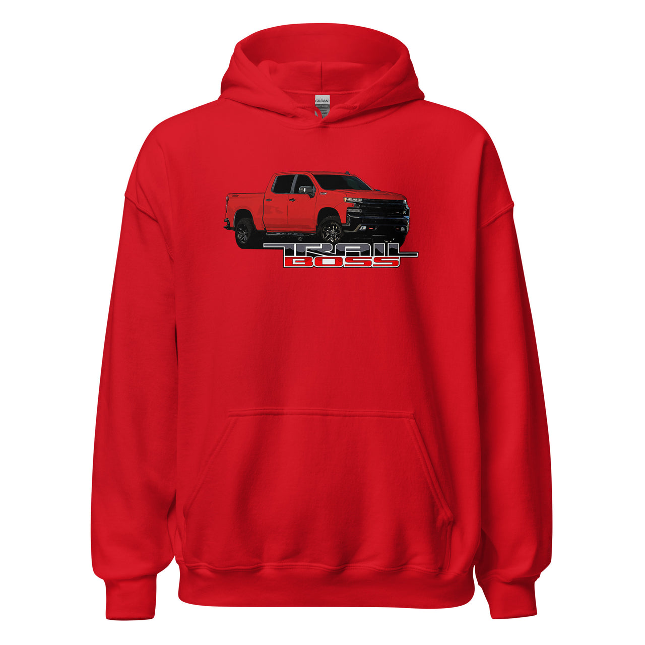 Red Trail Boss Truck Hoodie in red