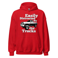 Thumbnail for red Square Body Truck Hoodie Sweatshirt - Easily Distracted By Old Trucks