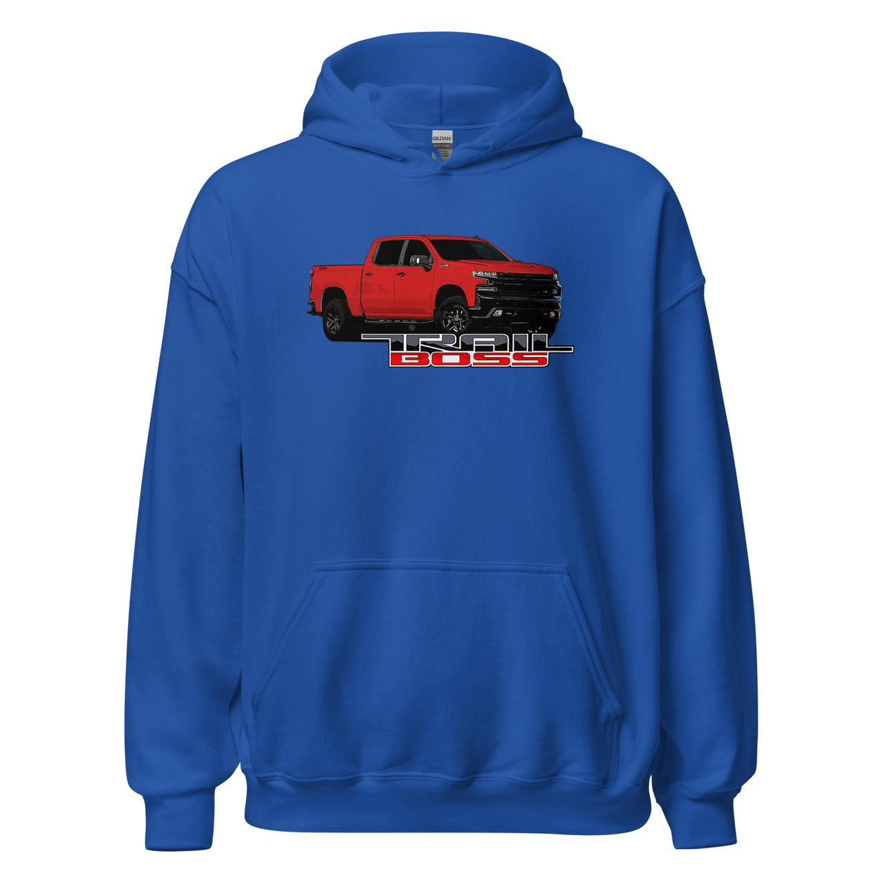 Red Trail Boss Truck Hoodie in royal