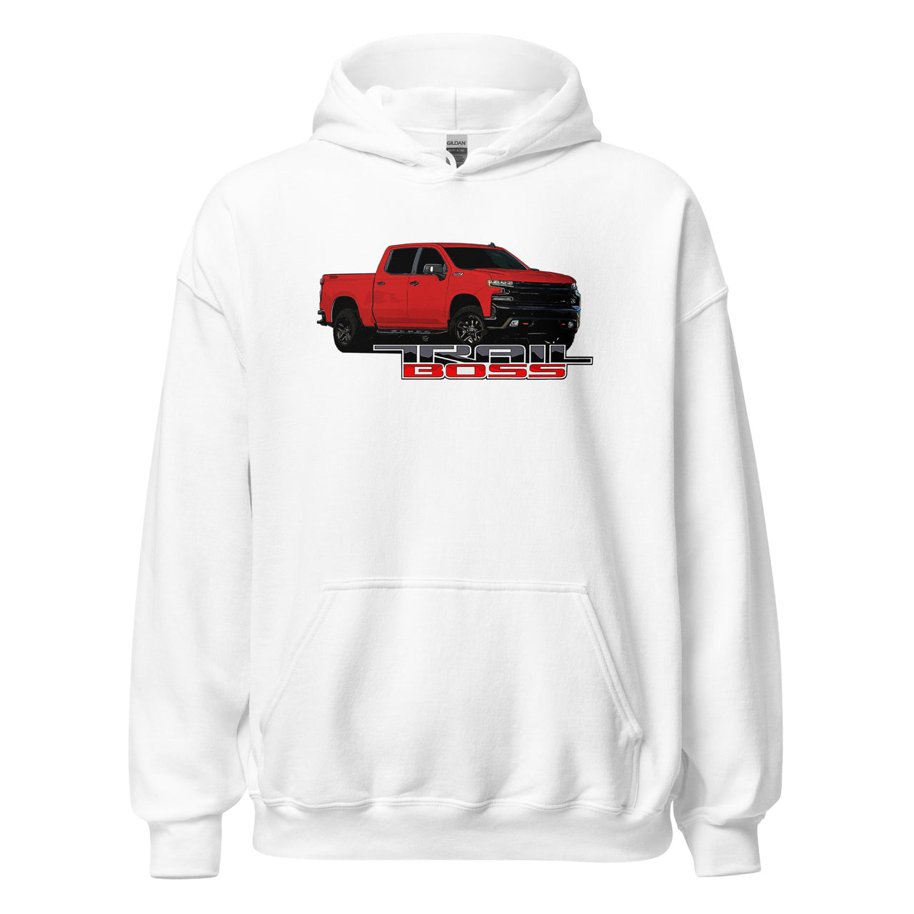 Red Trail Boss Truck Hoodie in white