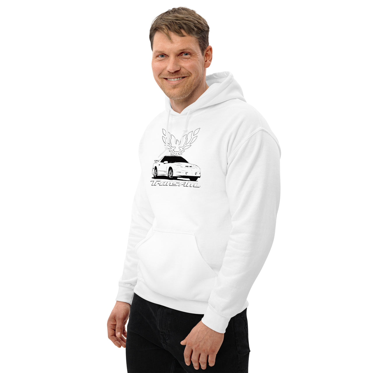 4th Gen 1993-1997 Trans Am Hoodie modeled in white