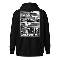 Thumbnail for Square Body truck zip up hoodie in black - back view