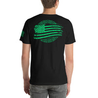 Thumbnail for Irish American Flag T-Shirt modeled in black back view