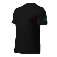 Thumbnail for Celtic Cross T-Shirt With 4 Leaf Clover And American Flag in black front side view