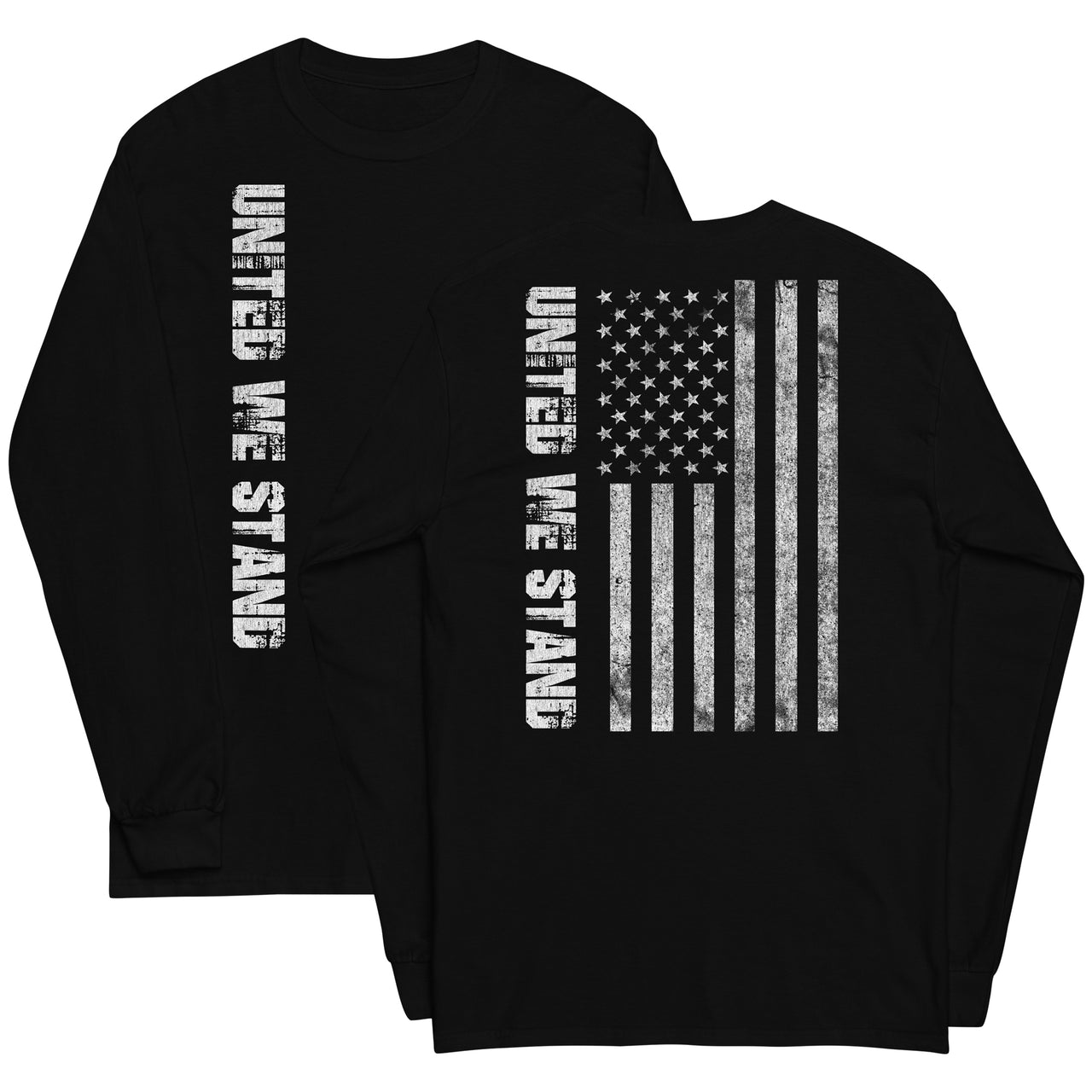 United We Stand American Flag Long Sleeve T-Shirt in black