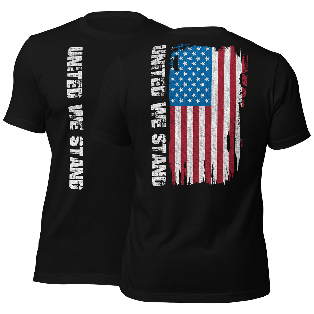 United We Stand Full Color American Flag T-Shirt in black