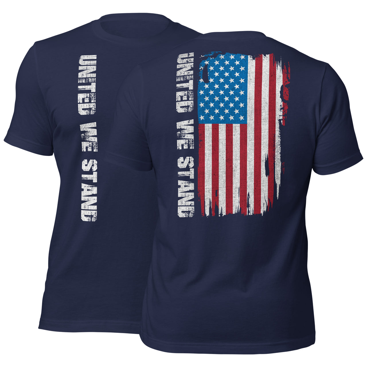 United We Stand Full Color American Flag T-Shirt in navy