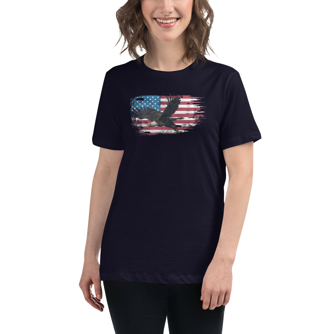American Flag Bald Eagle Women's Relaxed T-Shirt