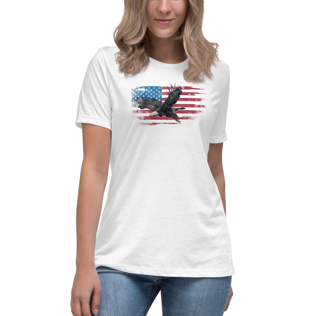 American Flag Bald Eagle Women's Relaxed T-Shirt