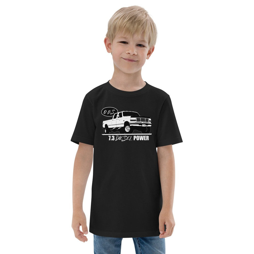 7.3 Powerstroke T-Shirt Based 90's OBS Crew Cab F250 / F350 - Youth Black