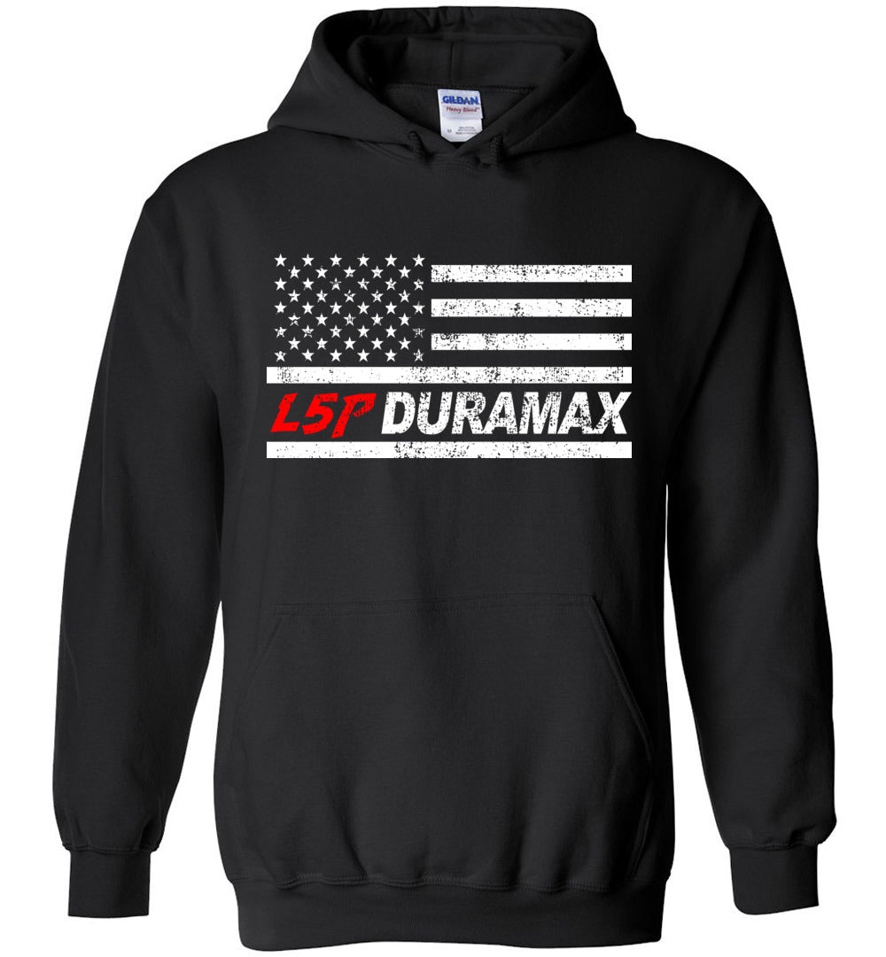 L5P American Flag Duramax Hoodie Sweatshirt-In-Black-From Aggressive Thread
