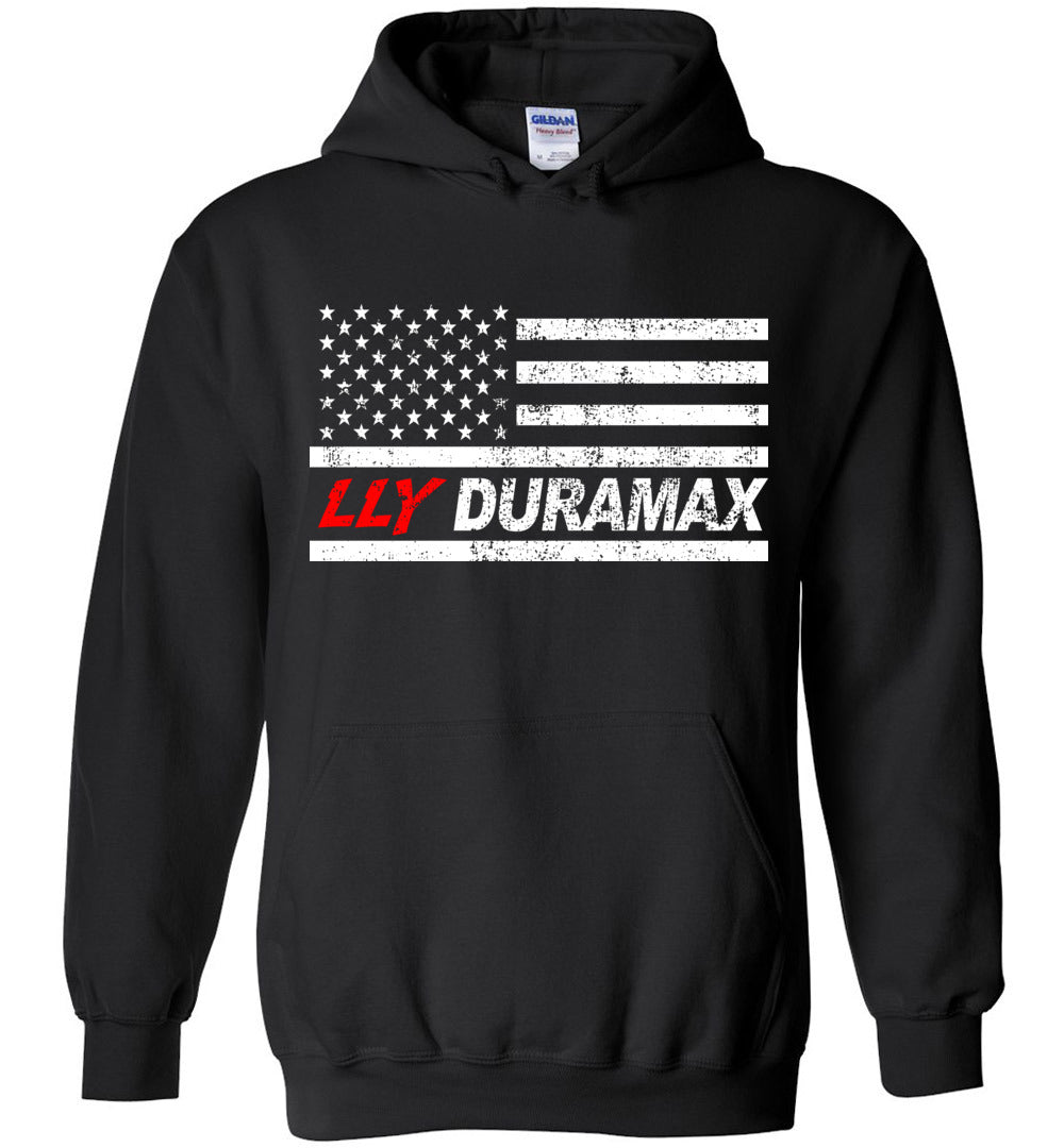 LLY American Flag Duramax Hoodie Sweatshirt-In-Black-From Aggressive Thread
