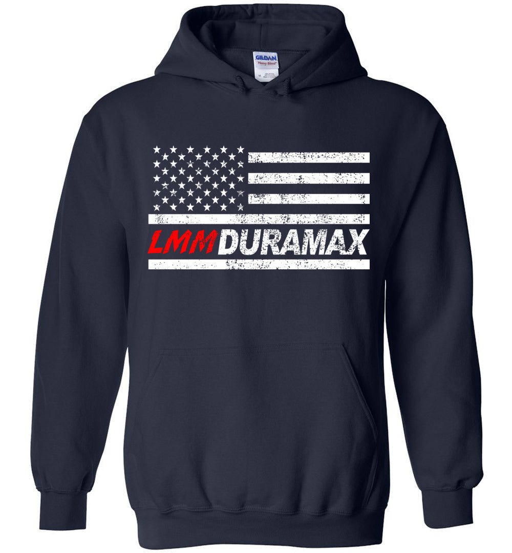 LMM American Flag Duramax Hoodie Sweatshirt-In-Navy-From Aggressive Thread