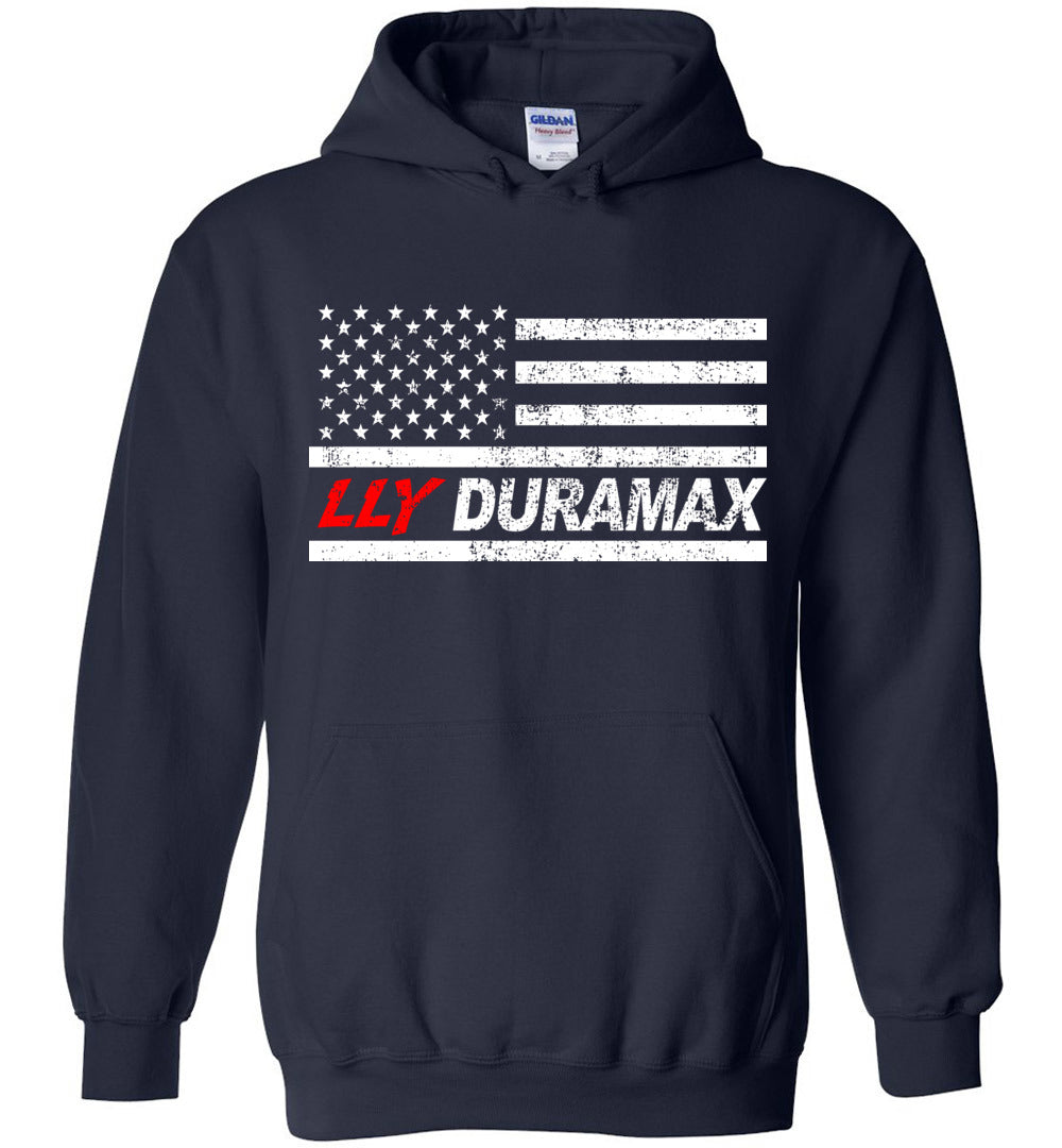 LLY American Flag Duramax Hoodie Sweatshirt-In-Navy-From Aggressive Thread