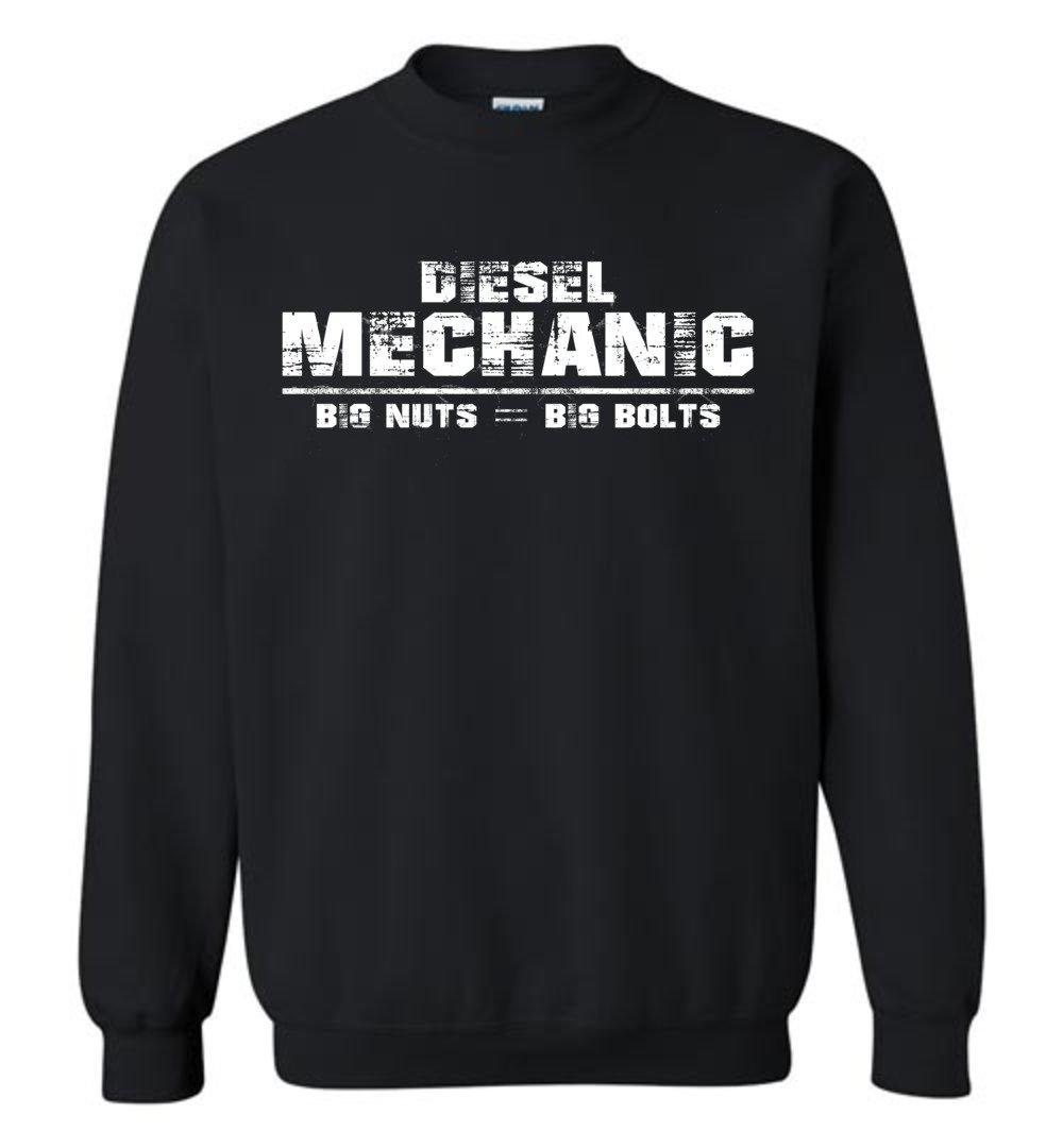 Diesel Mechanic - Big Nuts = Big Bolts Crew Neck Sweatshirt in black