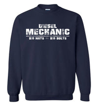 Thumbnail for Diesel Mechanic - Big Nuts = Big Bolts Crew Neck Sweatshirt in navy