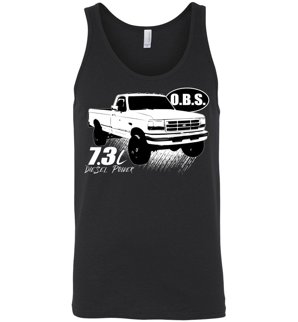 OBS Super Duty Single Cab 7.3 Diesel Powerstroke Tank Top - Aggressive Thread Diesel Truck T-Shirts