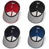 Thumbnail for 12 Valve Diesel Flexfit Hat underside view of red black navy and blue