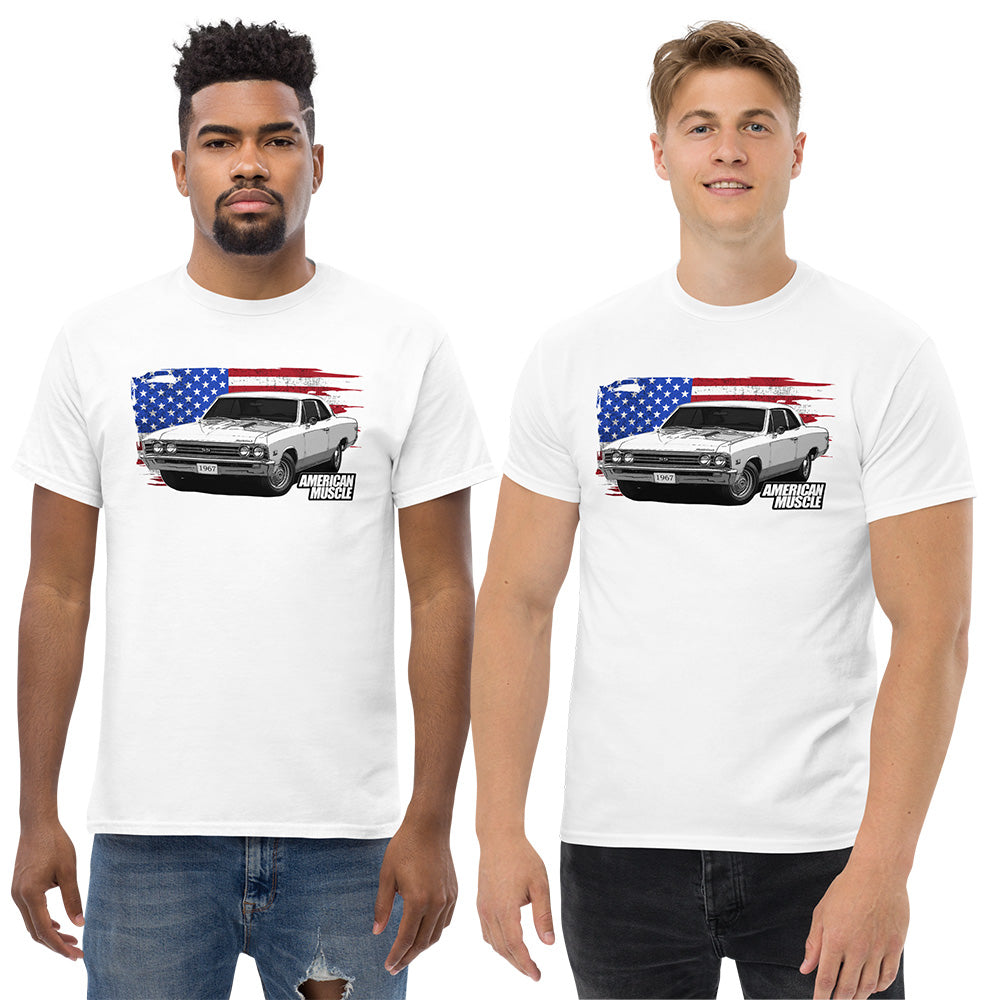 men modeling 1967 Chevelle T-shirt - white