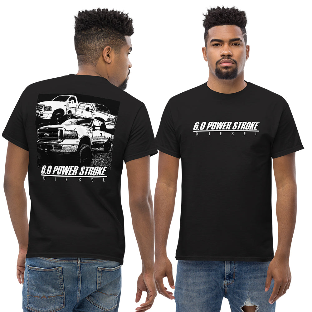 Man modeling 6.0 Power Stroke Truck T-Shirt - black