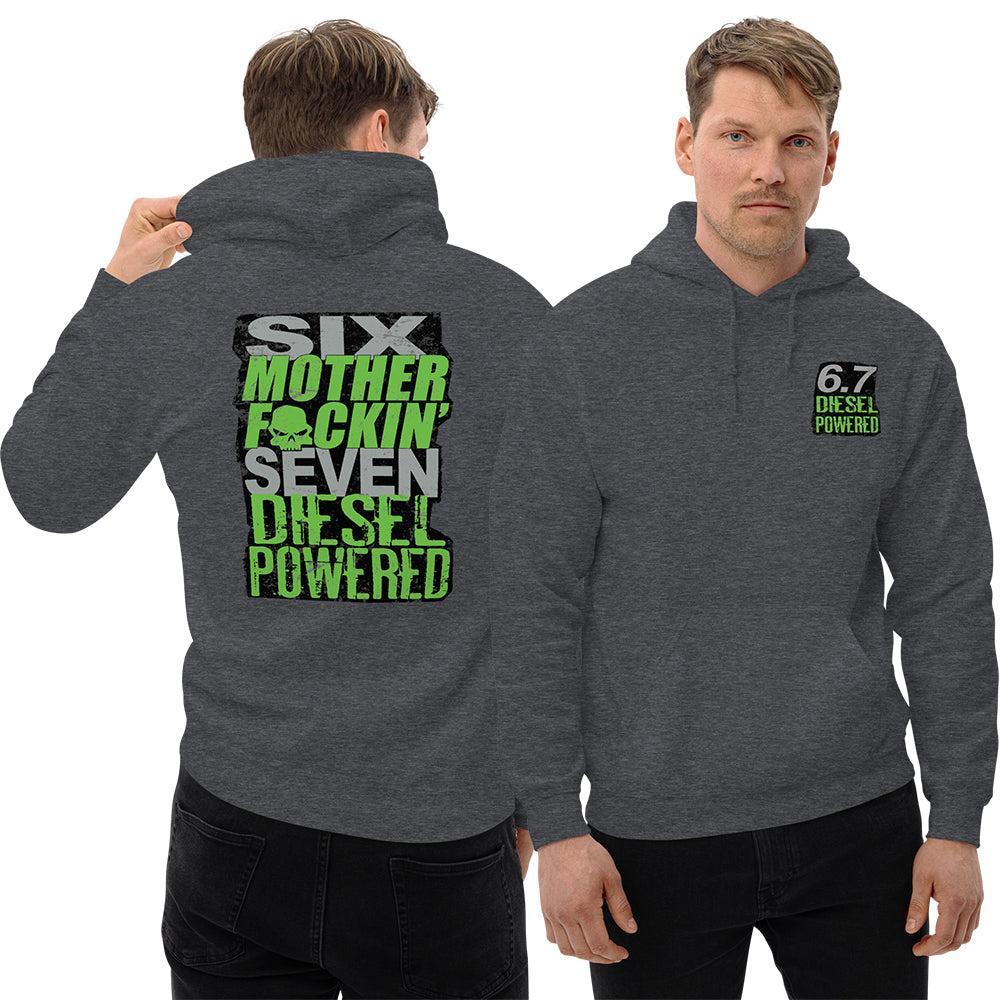 Man Wearing a 6.7 Power Stroke or Cummins Hoodie From Aggressive Thread - Grey