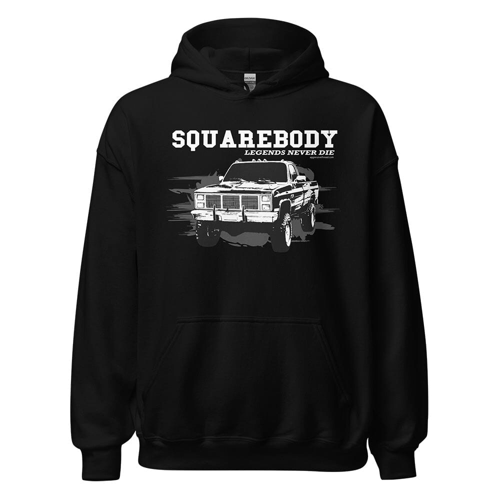 Square Body Hoodie Legends Never Die From Aggressive Thread - Color Black