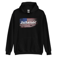 Thumbnail for Duramax American Flag Hoodie in Black From Aggressive Thread