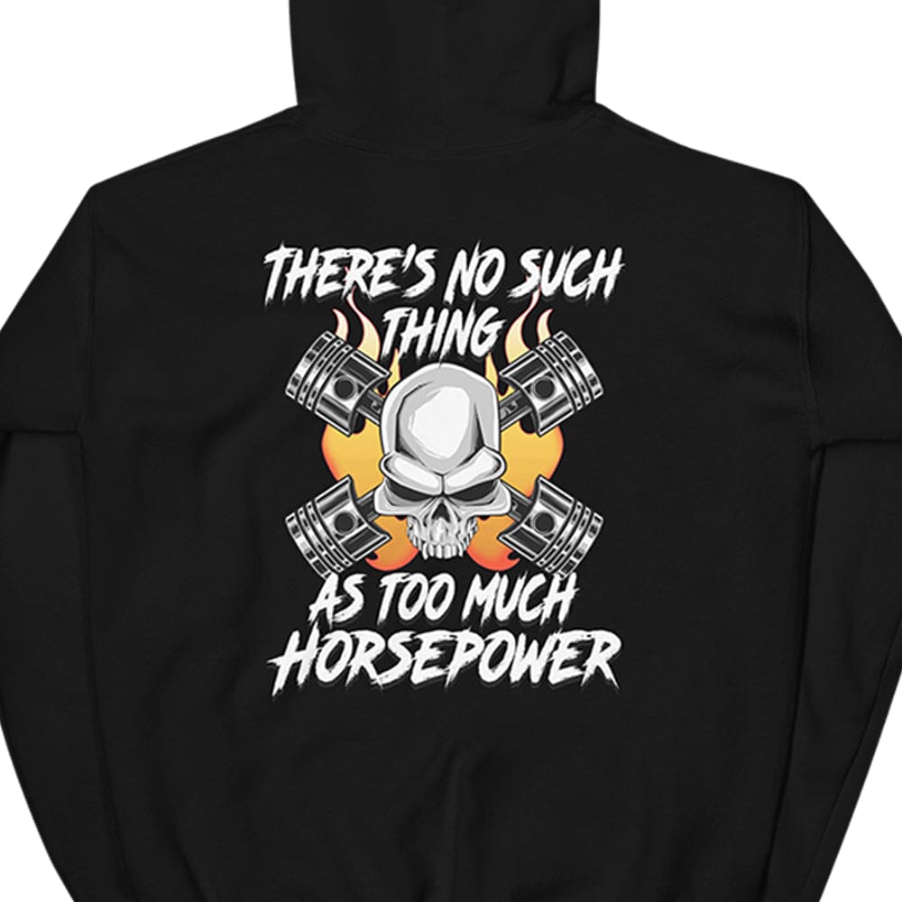 Gearhead / Car Guy Hoodie From Aggressive Thread - Close up of Back in Black