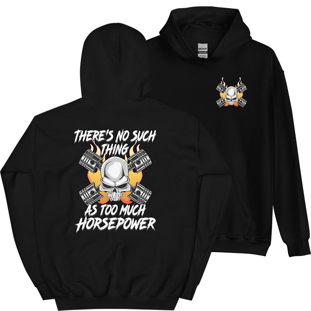 Gearhead / Car Guy Hoodie From Aggressive Thread - Front and Back in Black