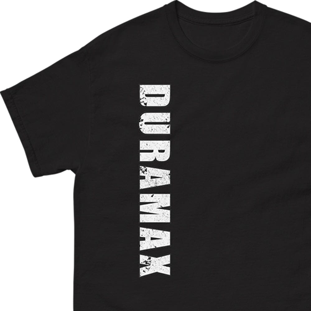 Duramax T-Shirt With American Flag From Aggressive Thread in Black - Front View close up