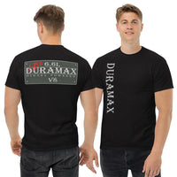 Thumbnail for man wearing black Lb7 duramax t-shirt with vintage sign design