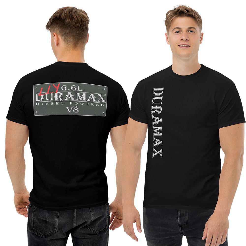 Man wearing a LLY Duramax T-Shirt With Vintage Sign Design