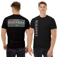 Thumbnail for Man wearing a LLY Duramax T-Shirt With Vintage Sign Design