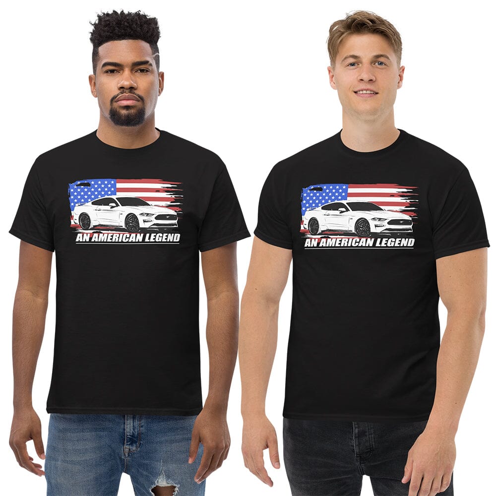 2 men modeling Mustang GT T-Shirt From Aggressive Thread - Color Black