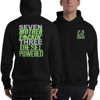 Thumbnail for Man Wearing a 7.3 Power Stroke Hoodie From Aggressive Thread - Black