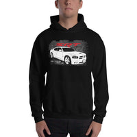 Thumbnail for Man Wearing a 2006-2010 Dodge Charger SRT8 Hoodie From Aggressive Thread - Black