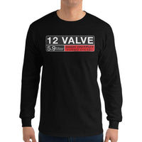 Thumbnail for Man modeling 12v cummins long sleeve shirt in black | Aggressive Thread