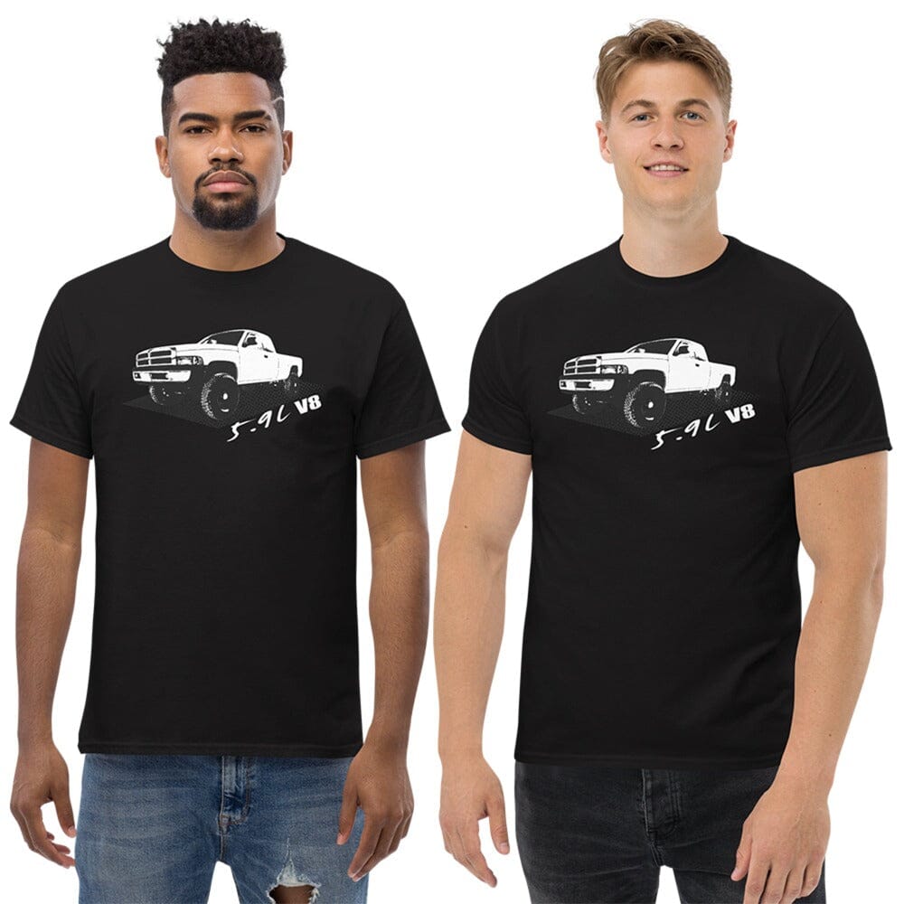 Men wearing a 2nd Gen Dodge Ram Truck T-Shirt From Aggressive Thread - Color Black