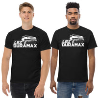 Thumbnail for men modeling LBZ Duramax Truck T-Shirt in black | aggressive thread