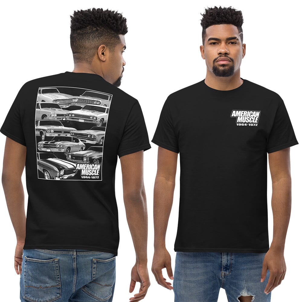 1964-1972 Chevelle Car T-Shirt - American Muscle-In-Black-From Aggressive Thread