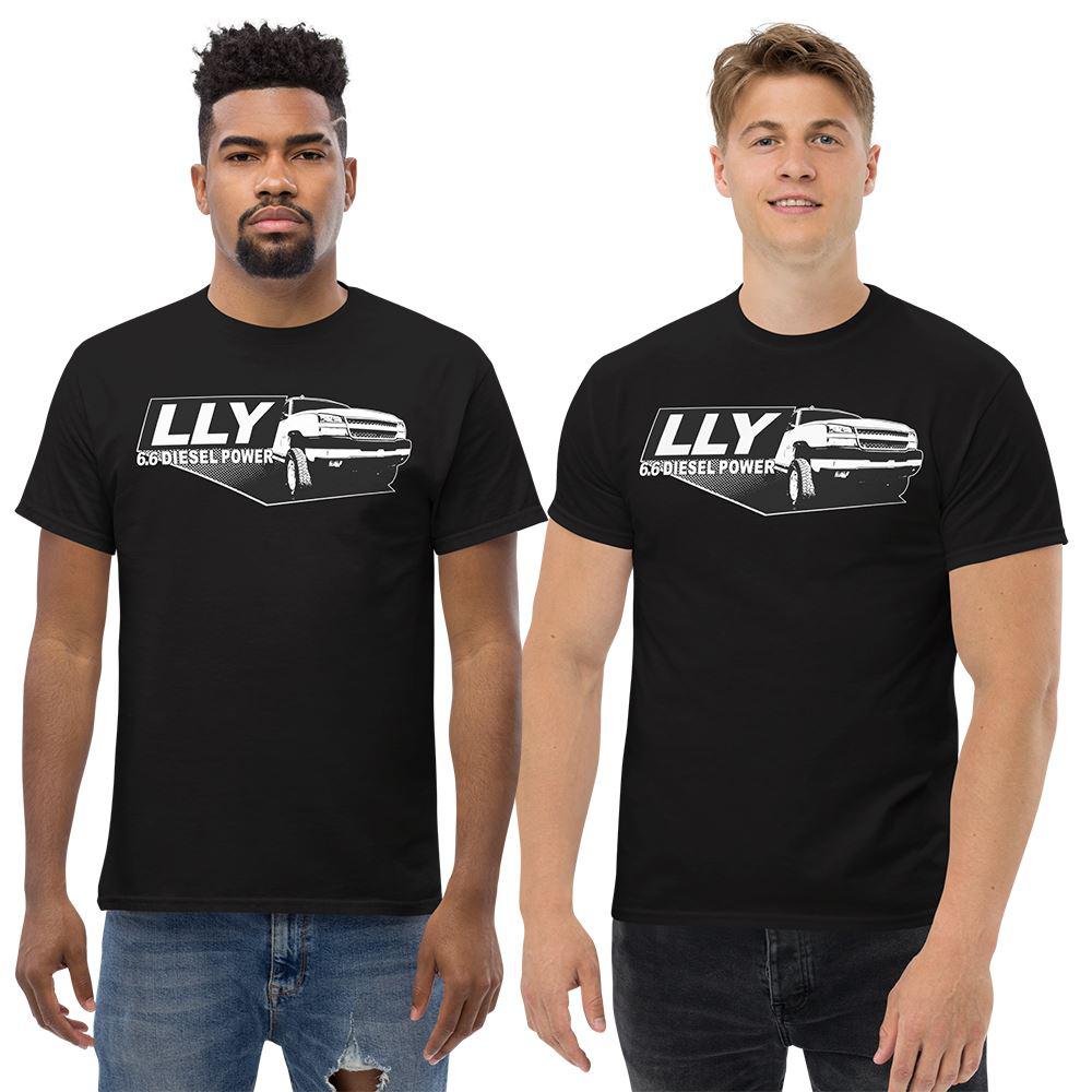 Men Wearing a LLY Duramax T-Shirt in Black From Aggressive Thread