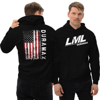 Thumbnail for Man Posing in LML Duramax Hoodie With American Flag. Color Black