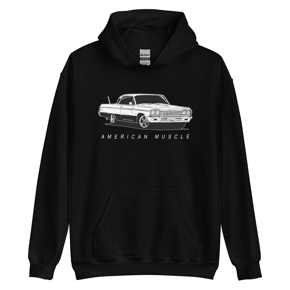 1964 Impala Chevelle Hoodie From Aggressive Thread Muscle Car Apparel - Black