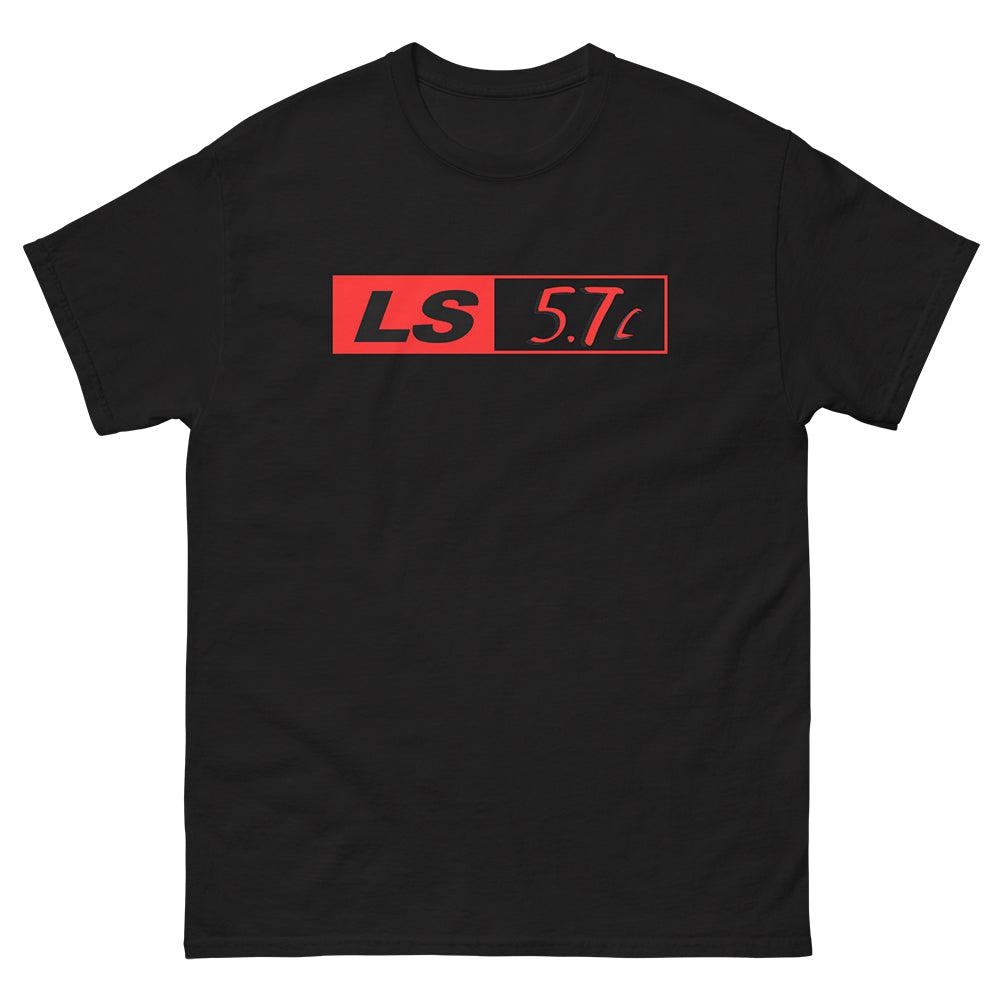 Black LS1 5.7 Motor T-Shirt From Aggressive Thread Muscle Car Apparel