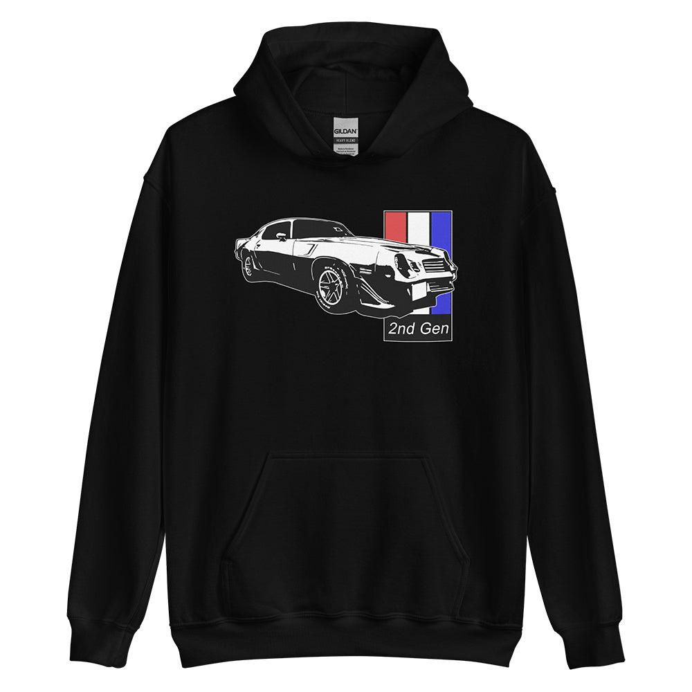 Second Gen Camaro Hoodie in Black From Aggressive Thread Muscle Car Apparel