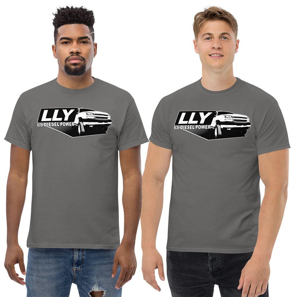 Men Wearing a LLY Duramax T-Shirt in Grey From Aggressive Thread