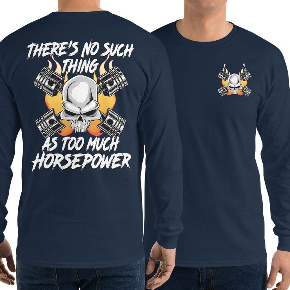man wearing Gearhead / Car guy shirt - long sleeves - from aggressive thread - color navy